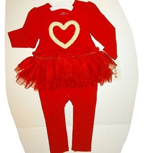 NWT☆CAT & JACK☆Baby Girl Wowzer Red Long Sleeve Heart Romper outfit